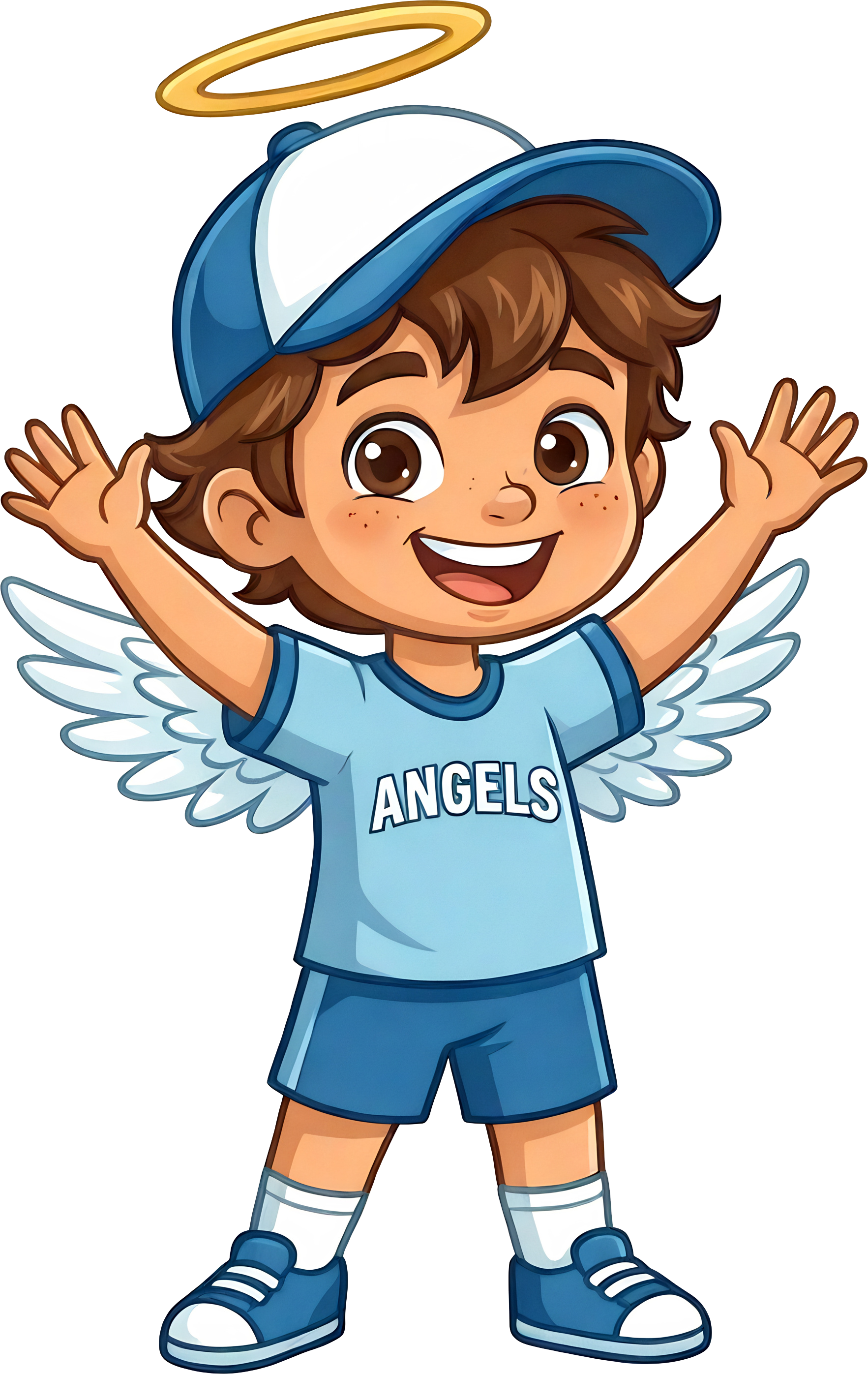 Boy mascot with open arms